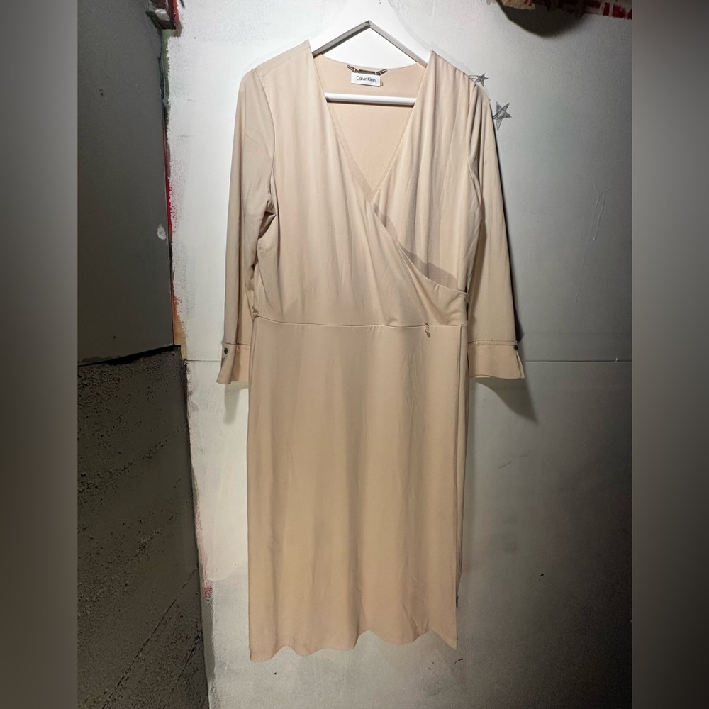 Calvin Klein Beige Long Sleeve Dress